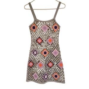 Sandro Brunielou Sequin Crochet Mini Dress Multicolored FR 34 US 2 XS